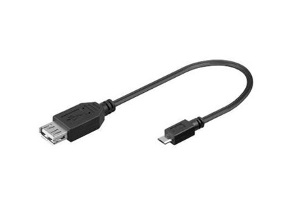Kabel PremiumCord USB A - microUSB F/M OTG 0,2m, černý