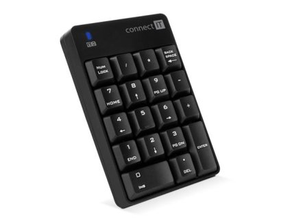 CONNECT IT NumCALC bezdrátová numerická klávesnice, (+ 1x AAA baterie zdarma), ČERNÁ