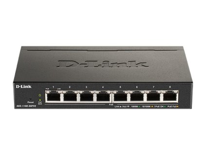 D-Link DGS-1100-08PV2 8-Port PoE Gigabit Smart Managed Switch- 8-Port 1000BaseTX Auto-Negotiating 10/100/1000Mbps Switch