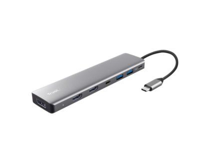TRUST Dokovací stanice DALYX 7v1, 1xDP, 2xHDMI, 2xUSB-C, 2xUSB, šedá