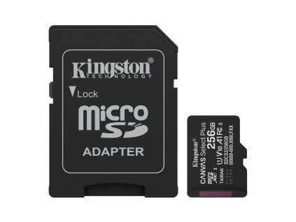 Kingston Canvas Select Plus/Micro SDXC/256GB/UHS-I U1 / Class 10/+ Adaptér