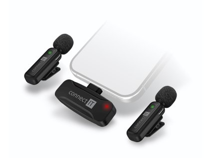 CONNECT IT Wireless Lavalier mikrofon USB-C konektor (2 ks + receiver) set ČERNÝ