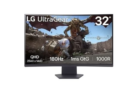 LG 32GS60QC-B gaming curved 32" VA 2560x1440/300cd/1ms/3000:1/180Hz/2xHDMI/DP/HDR10/FreeSync/sRGB/Flicker Safe/Tilt/VESA