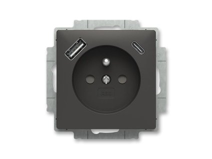 ABB ZONI Zásuvka 5569T-A32357 237 jednonásobná s clonkami, s nabíjením USB-A, USB-C, matná černá