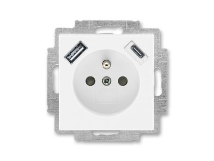 ABB LEVIT Zásuvka 5569H-A32357 03 + nabíjení USB A+ USB C 2,4/1,5A