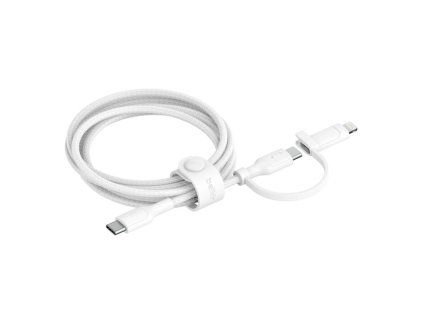 Belkin BOOST CHARGE PRO 2v1 USB-C a Lightning kabel, 1,5m, bílý - odolný