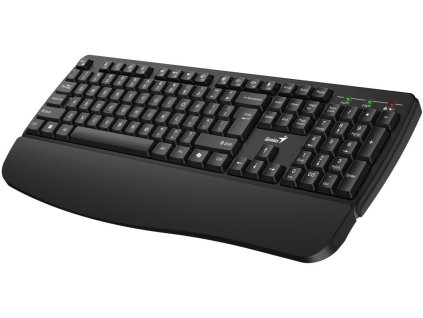 Genius KB-7123, Klávesnice, bezdrátová, 2,4GHz, mini USB přijímač, ergo. podložka, CZ+SK layout, Copilot klávesa, černá