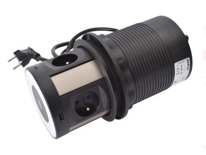 LEGRAND Blok TOWER 120 4X2P+T USB A+C zásuvkový výsuvný s bezdrátovou nabíječkou