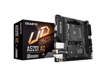 GIGABYTE MB Sc AM4 A520I AC, AMD A520, 2xDDR4, 1xDP, 2xHDMI, WI-FI, Mini-ITX