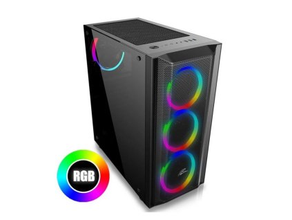 EVOLVEO Ptero Q1, skříň ATX, 4x ARGB ventilátor, černá