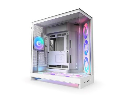 NZXT skříň H9 Flow ARGB+ dvoukomorová ATX / 6xRGB 140 mm / 1x 120mm fan / prosklená / controller / bílá