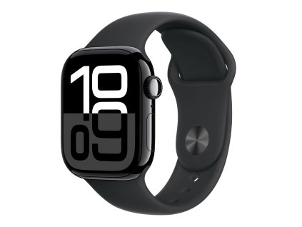 Apple Watch Series 10 GPS + Cellular 46mm Klavírně černý hliník s černým sportovním řemínkem - S/M