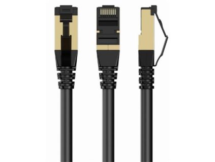 GEMBIRD PP8-LSZHCU-BK-3M – S/FTP Cat. 8 patch kabel s LSZH pláštěm, černý, 3 m