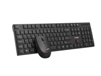 BAZAR - C-TECH klávesnice s myší WLKMC-03, Bezdrátový set 2.4GHz, CZ, Černá, rozbaleno