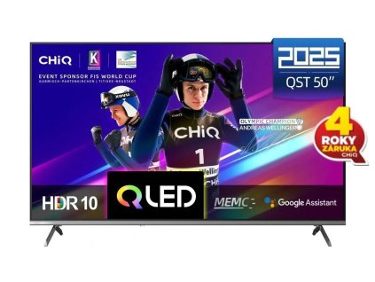 BAZAR - CHiQ U50QST TV 50", UHD, QLED, ultratenká, Google TV, DLG 120 Hz, Dolby Audio, Frameless, metalická - Poškozený