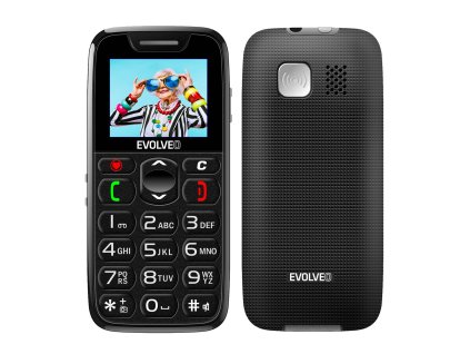 EVOLVEO EasyPhone, mobilní telefon pro seniory s nabíjecím stojánkem, černá