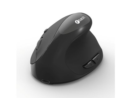 C-TECH myš VEM-17, vertikální, Dual mode, bezdrátová, BT5.0 + 2,4GHz, 1600DPI, černá