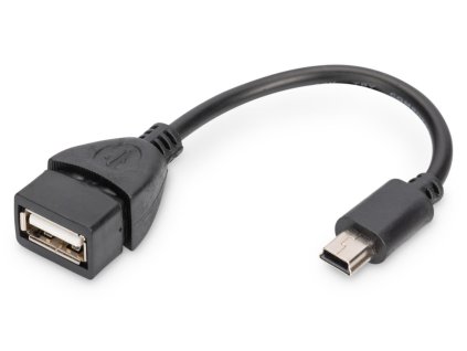 Kabel PremiumCord USB 2.0 - miniUSB 5pin F/M OTG 20cm, černý