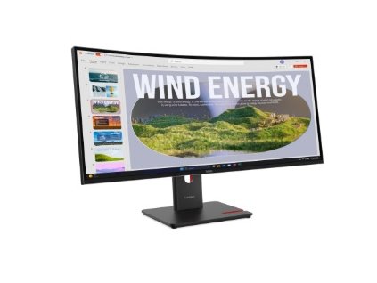 Lenovo LCD ThinkVision T34wd-40 + MC60 34" curved 3440x1440 VA/6ms/300 cd/m2/3000:1/Repro/HDMI/DO/3xUSB-A/3xUSB-C/RJ45/VESA/černá