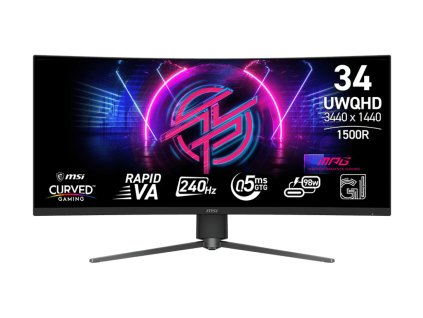 MSI Gaming monitor MPG 346CQRF X24, 34" Rapid VA zakřivený/3440x1440 (UWQHD)/240Hz/0,5ms/2xHDMI/DP/USB-A,B,C/Výšk.nastav