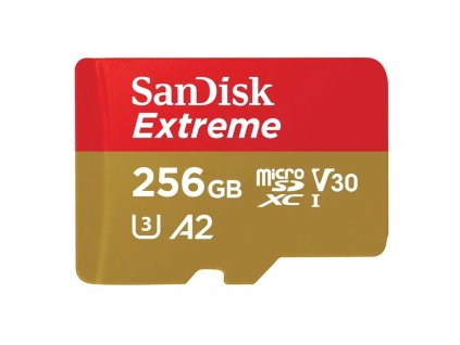 Paměťová karta Sandisk Extreme microSDXC 256GB 190MB/s / 130MB/s A2 C10 V30 UHS-I U3, s adaptérem