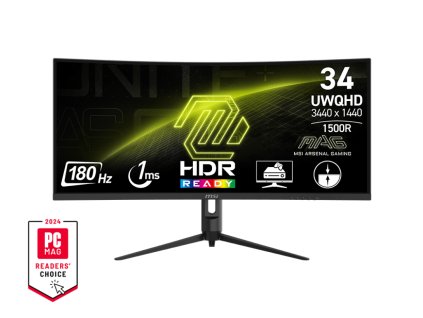 MSI Gaming MAG 342CQR E2, 34" VA zakřivený /3440x1440 (UWQHD)/180Hz/1ms/DP/2xHDMI/Výškově nastavitelný/Pivot