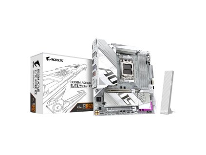 GIGABYTE MB Sc AM5 B850M A ELITE WF6E ICE, AMD B850, 4xDDR5, 1xDP, WiFi, mATX