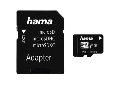Paměťová karta Hama microSDHC 16 GB Class 10 UHS-I 80 MB/s + Adapter/Mobile