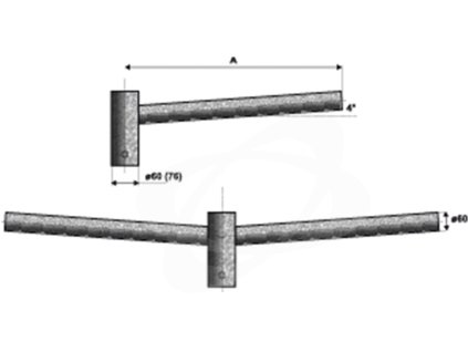 AMAKO Výložník UD 1/60 - 500 ø60mm rovný žárový zinek