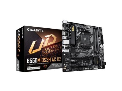GIGABYTE MB Sc AM4 B550M DS3H AC R2, AMD B550, 4xDDR5, DP, HDMI, mATX