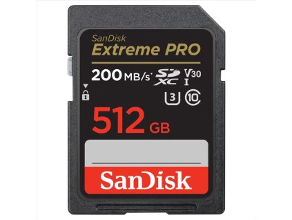 Paměťová karta Sandisk Extreme PRO 512GB SDXC 200MB/s / 140MB/s, UHS-I, Class 10, U3, V30