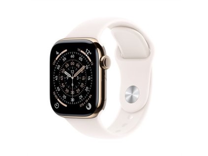 Apple Watch Series 11 GPS + Cellular 42mm Zlatý titan se světle ruměným sportovním řemínkem - S/M
