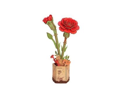 RoboTime 3D dřevěná skládačka Červený karafiát