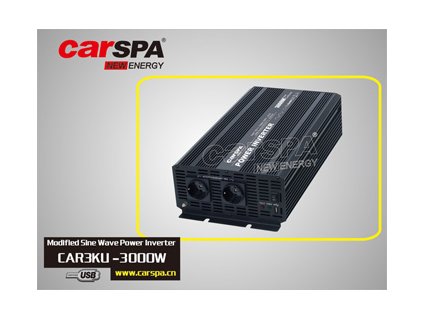 Měnič napětí Carspa CAR3KU-24 24V/230V+USB 3000W, modifikovaná sinus