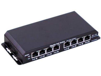 Switch Maxlink POESG-8-7P 8x GLAN, 7x PoEout, 1x PoEin + napájecí adaptér 24V 2,5A