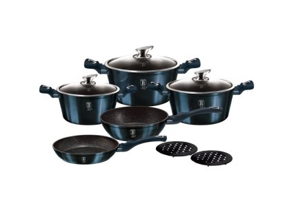 Sada nádobí Berlingerhaus s mramorovým povrchem 10 ks Aquamarine Metallic Line