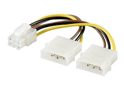 Redukce napájecí rozdvojka pro VGA 2x 5.25 (MOLEX) na PCI-E (6pinů)