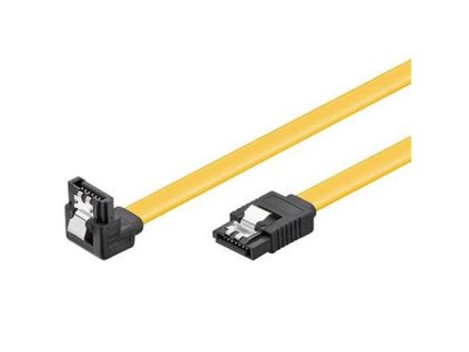 PremiumCord 0,3m SATA 3.0 datový kabel 1.5GBs / 3GBs / 6GBs, kov.západka, 90°