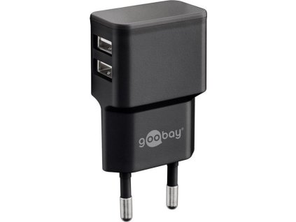 Goobay Napájecí a nabíjecí adaptér 230V na 2x USB, max.2,4A, černý