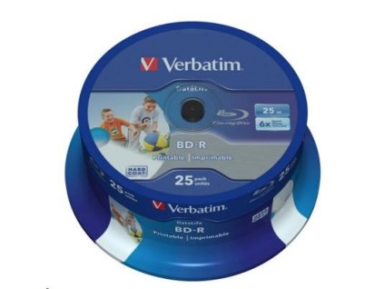 VERBATIM BD-R SL Datalife HTL (25-pack)Blu-Ray/Spindle/6x/25GB Wide Printable