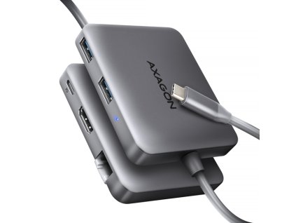 AXAGON HMC-5HL, USB 5Gbps hub, 2x USB-A, HDMI 4k/60Hz, RJ-45 GLAN, PD 100W, kabel USB-C 20cm