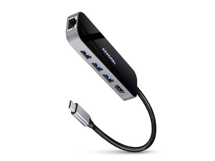 AXAGON HMC-6GL, USB 3.2 Gen 1 hub, porty 3x USB-A, HDMI 4k/30Hz, RJ-45 GLAN, PD 100W, kabel USB-C 20cm