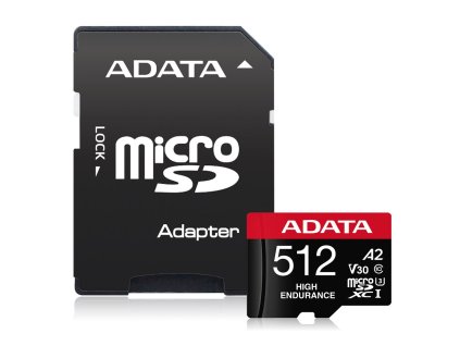 ADATA MicroSDXC karta 512GB High Endurance UHS-I C10 V30 A2 (R:100/W:85 MB/s) + SD adaptér