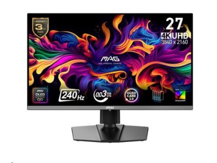 MSI LCD MAG 272UP QD-OLED X24, 26.5", QD-OLED, 4K UHD, 240Hz, 0.03ms, Black, 3R