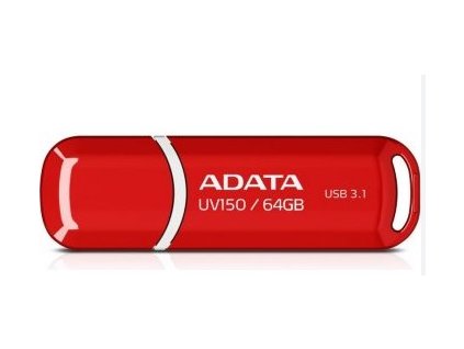 ADATA Flash Disk 64GB UV150, USB 3.1 Dash Drive (R:90/W:20 MB/s) červená