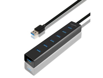 AXAGON HUE-SA7BP, 7x USB 3.0 ALU CHARGING hub, vč. AC adaptéru, kabel USB-A 40cm