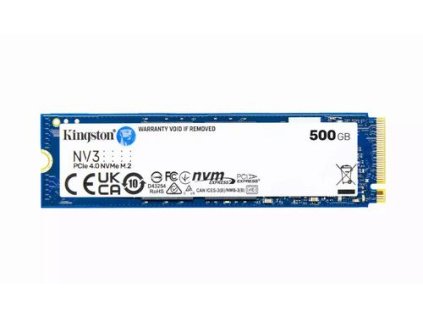 KINGSTON NV3 SSD NVMe M.2 500GB PCIe Gen 4x4 NVMe (čtení max. 5000MB/s, zápis max. 3000MB/s)