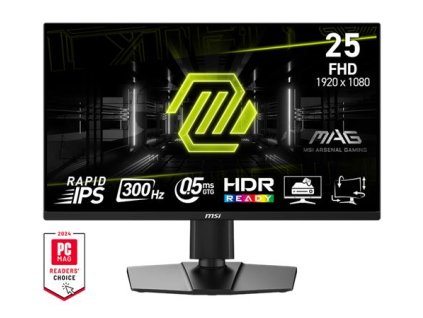 MSI MAG 255PXF 24,5" Rapid IPS/FHD/300Hz/0,5ms/2xHDMI/DP/Výškově nastavitelný/Pivot/černá