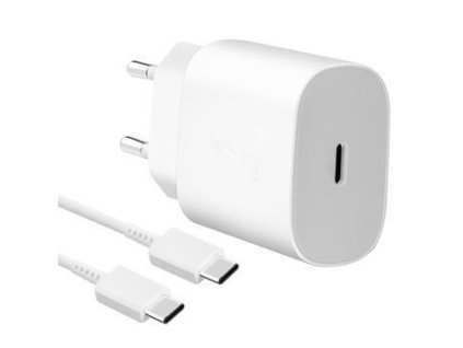Samsung síťová nabíječka EP-TA800EWE + kabel EP-DA905BWE USB-C, 25W, bílá, (bulk)