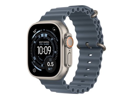 Apple Watch Ultra 3 GPS + Cellular 49mm Přírodní titan s ocelově modrým oceánským řemínkem
